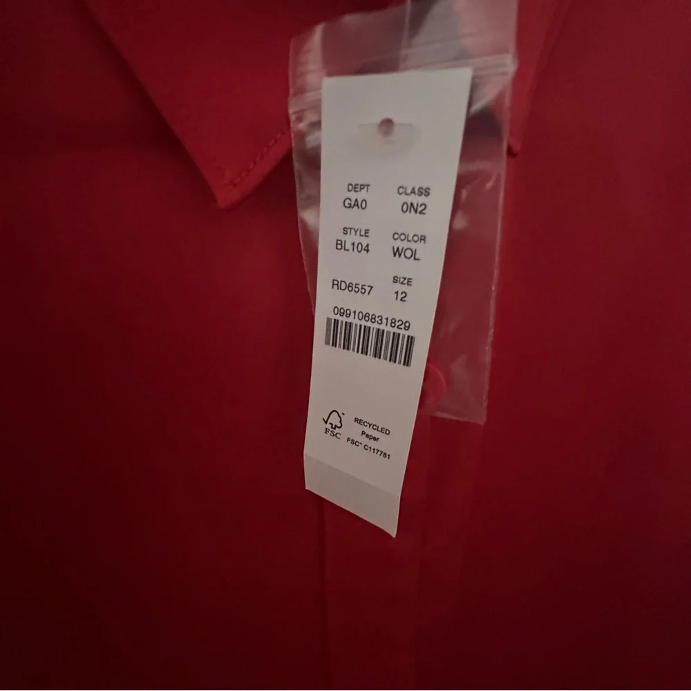 J Crew Slim Drapey Shirt in Luster Crepe Red 12